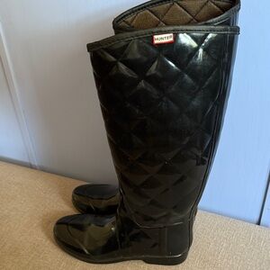 Hunter Quilted Black Women's Rain Boots